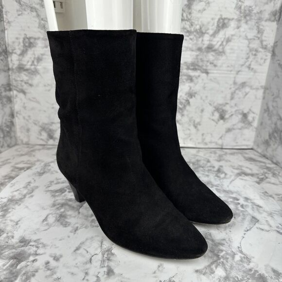 Isabel Marant Womans Dyna Ankle Boots Size 37/US 7 Black Velvet Calfskin Suede